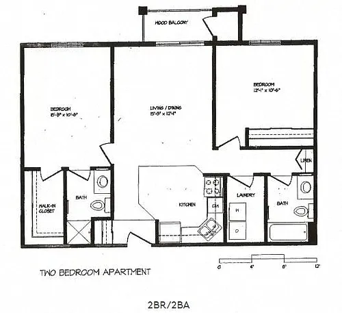 Floor plan 2 Bedroom Garden - End