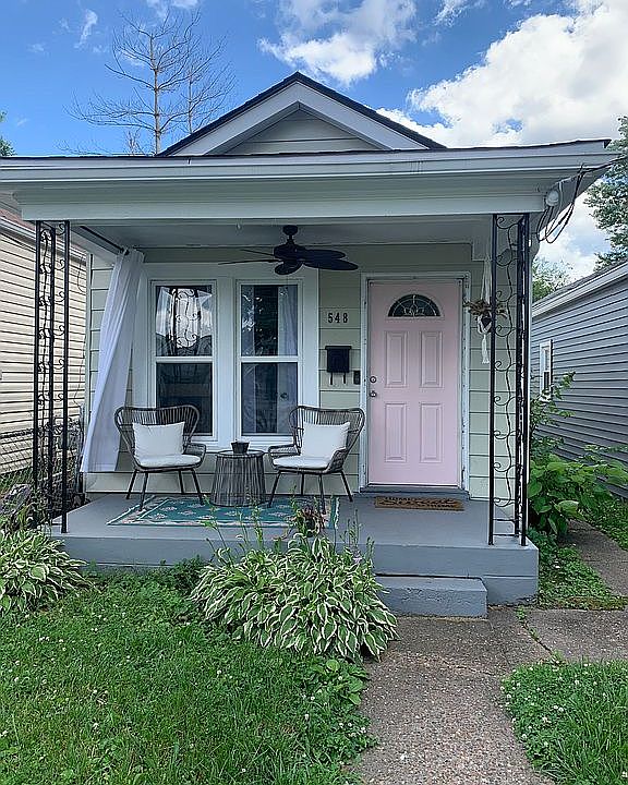 Front porch with fan/curtain