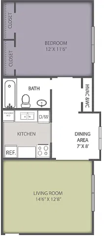 Floor plan 1 Bedroom 1 Bath
