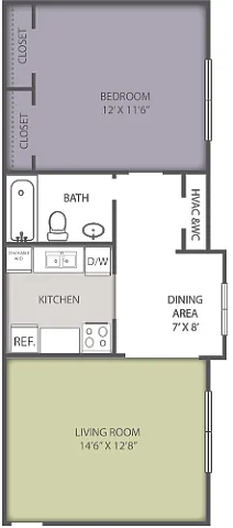Floor plan 1 Bedroom 1 Bath