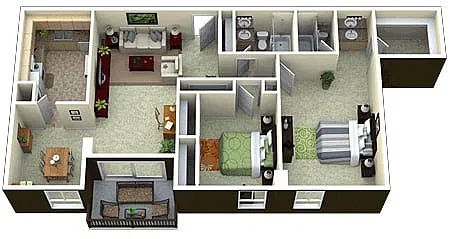 Floor plan 2 Bed 2 Bath
