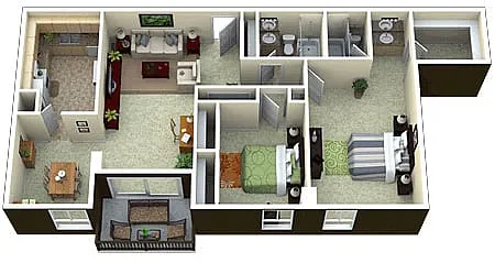 Floor plan 2 Bed 2 Bath