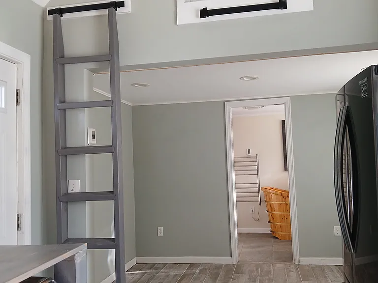 Ladder to storage loft