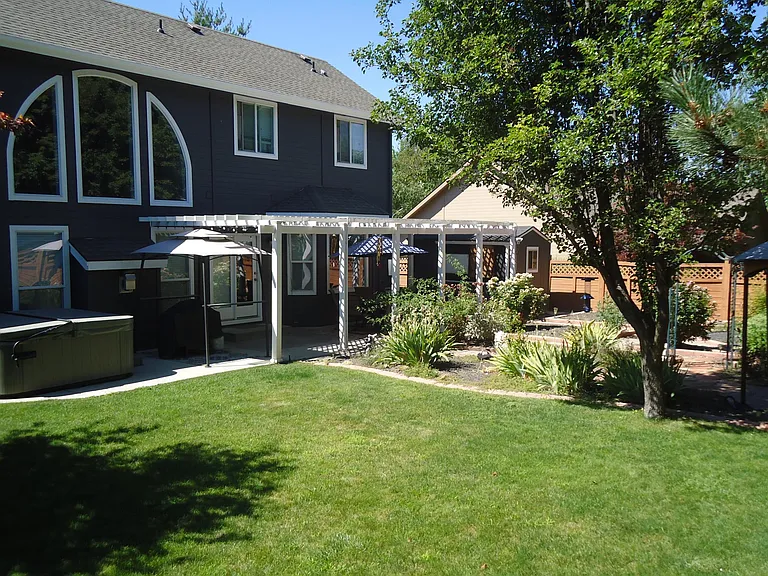 Looking toward the home from the backyard