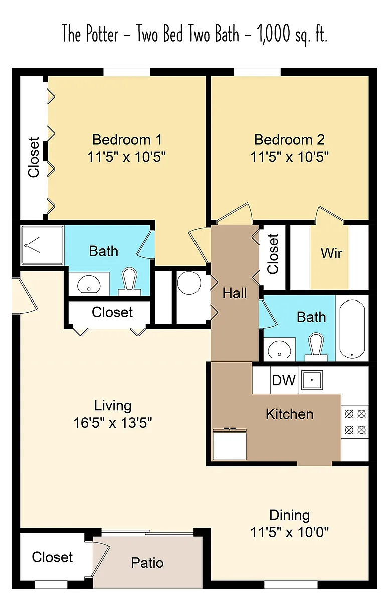 Floor plan Two Bedroom Two Bath
