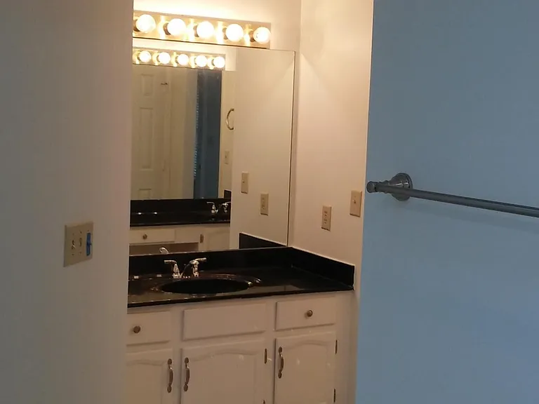 Master bath has two vanities