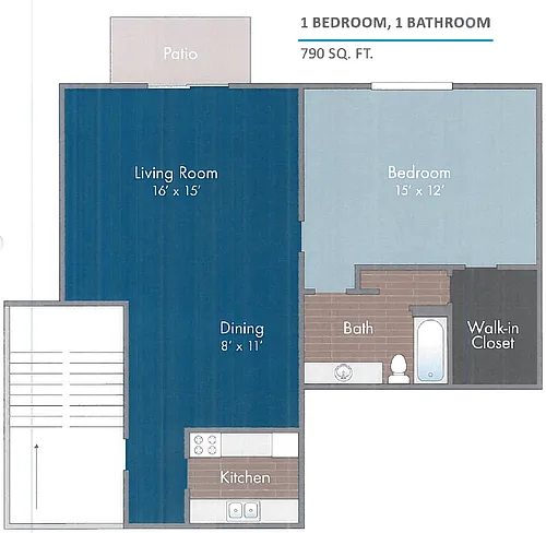 Floor plan 1 Bedroom, 1 Bath