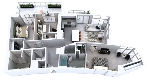 Floor plan Three Bedroom Two Bath (1,454)