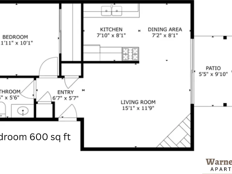 1x1 l 600 sq ft l Warner Park 1x1 l 600 sq ft l Warner Park