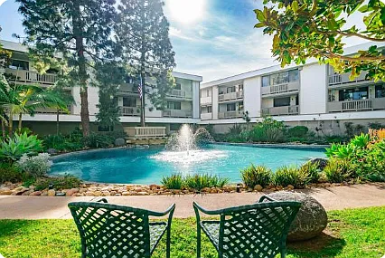 Lagoon in courtyard.