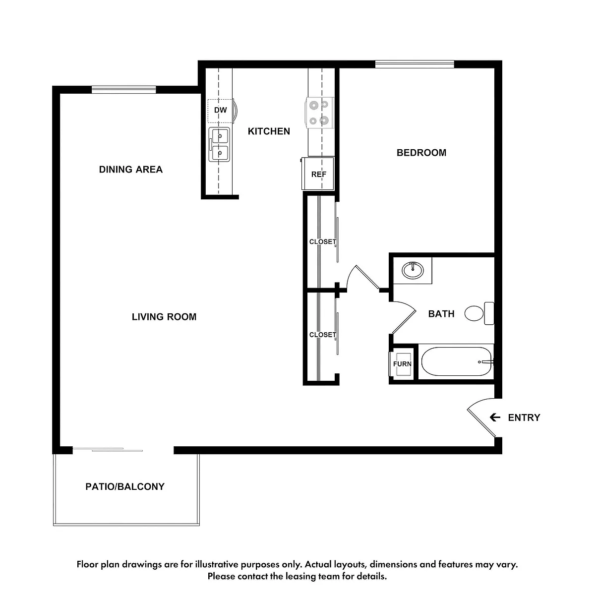 Floor plan 1x1 C - Cedars