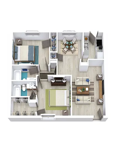 Floor plan 2 Bed 2 Bath 940