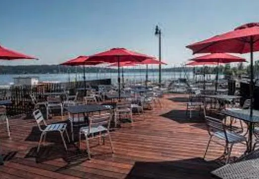 Deck at Magnuson Brewery and Paddle Boarding walking distance