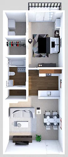 Floor plan 1 Bedroom 1 Bath Large