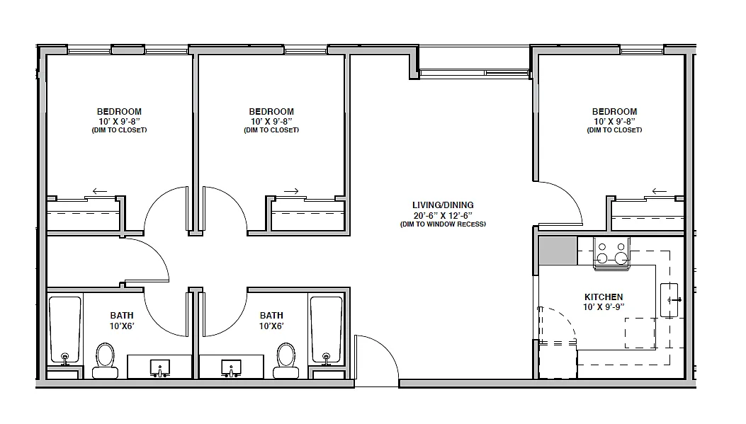 Floor plan 3 Bedroom x 2 Bathroom