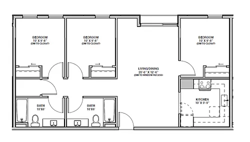 Floor plan 3 Bedroom x 2 Bathroom