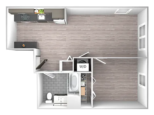 Floor plan Tier 13/18 (1BR/1BA)