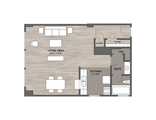 Floor plan Studio One Bath