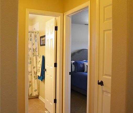 Bedroom and bath combination off the main entrance; main level.