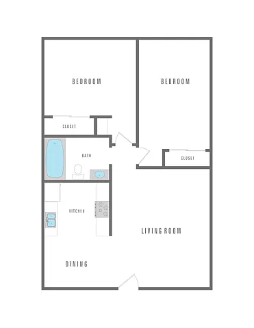 Floor plan 2 Bedroom 1 Bath