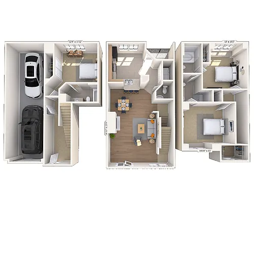 Floor plan Townhome 3x3.5 1545 SF