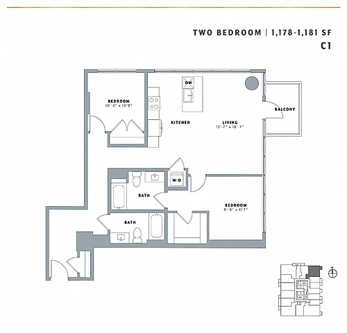 Floor plan Two Bedroom C1