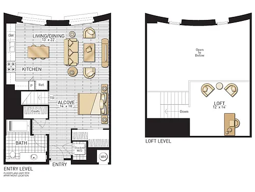 Floor plan Tesoro - Studios with Loft