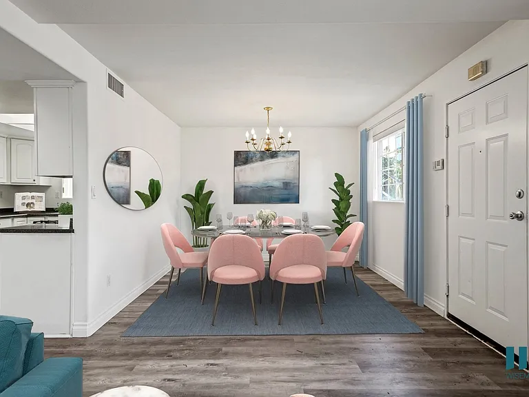 Dining Room with Large-Size Window and Vinyl Flooring
