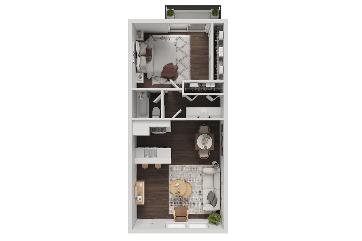 Floor plan 1x1 Small Gold