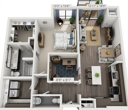 Floor plans are artist's rendering. All dimensions are approximate. Actual product and specifications may vary in dimension or detail. Not all features are available in every apartment. Prices and availability are subject to change. Floor plans are artist