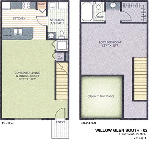 Floor plan 1 bedroom loft
