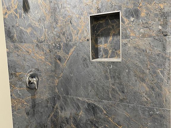 Elegant large shower with glass enclosure