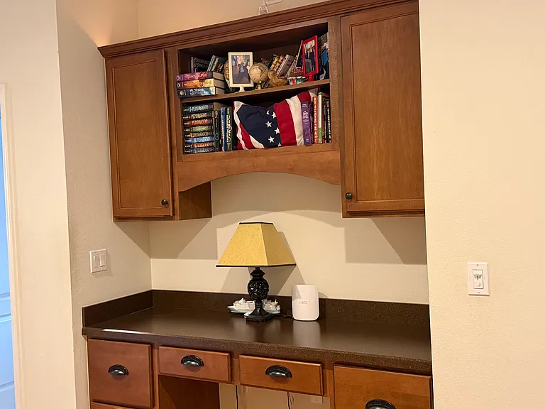 Built-in desk in upstairs area