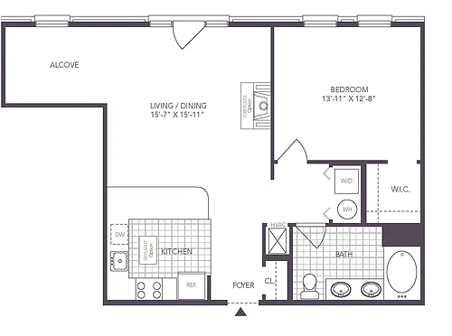 Floor plan 1 Bed/ 1 Bath