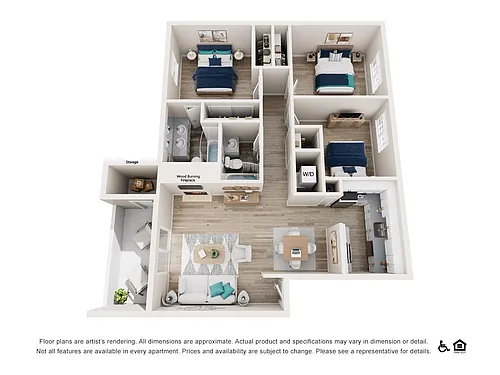 Floor plan 3 Bedroom 2 Bath - Renovated