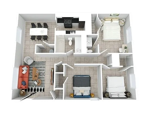 Floor plan 3BR - 1.5BTH