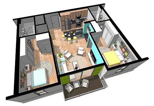 Floor plan 2BD 2 BTH