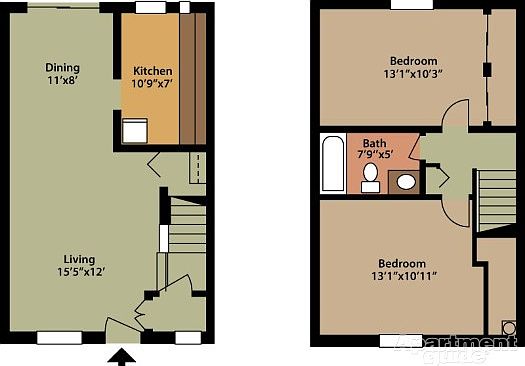 2 Level, 2 BR/1 BA Townhome