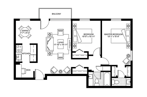 Floor plan Newly renovated two bedroom with 1.5 bath