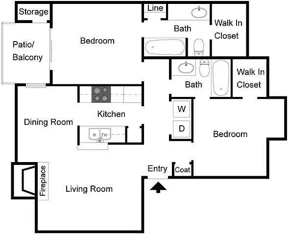 Floor plan 2 Bedroom 2 Bath
