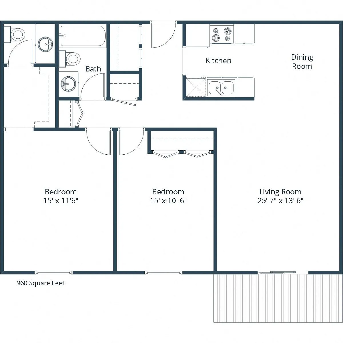 Floor plan Two Bedroom 215A