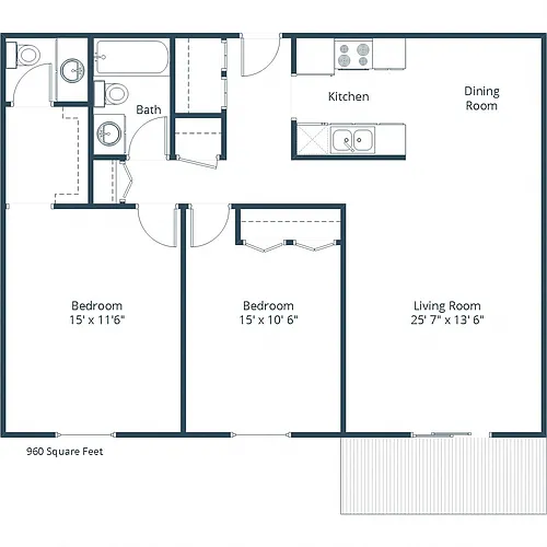 Floor plan Two Bedroom 215A