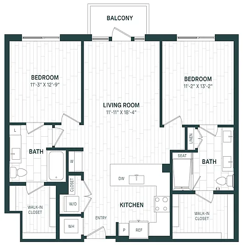 Floor plan 2 Bed/2 Bath-C01