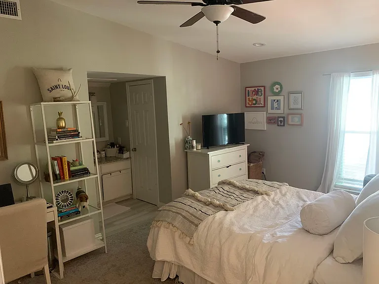 large master bedroom upstairs, with private full bath & 2 huge closets! A huge walk-in closet next to the vanity, and an additional second closet next to the window - tons of storage space!