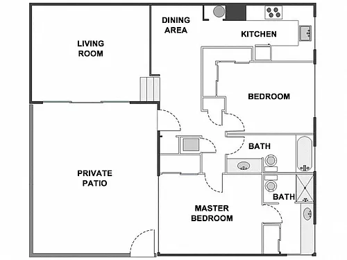 Floor plan 2 Bed / 2 Bath: Type B