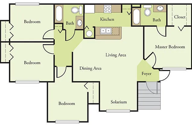 Floor plan Four bedroom Two Bath 60%