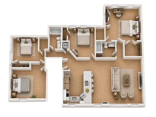 Floor plan 4BR/2BA