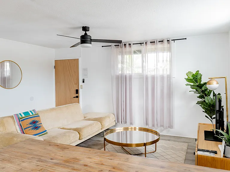 Gather around your cozy living room equipped with high powered air conditioning.