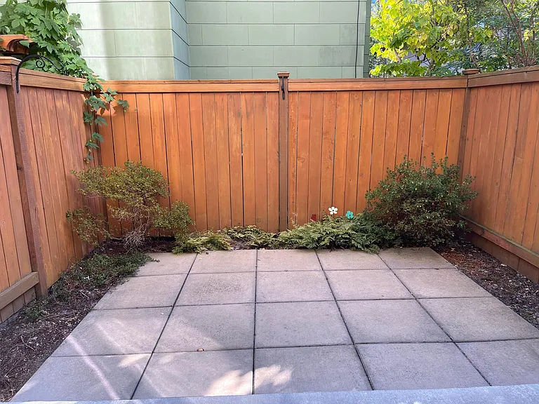 private, quiet patio with back gate