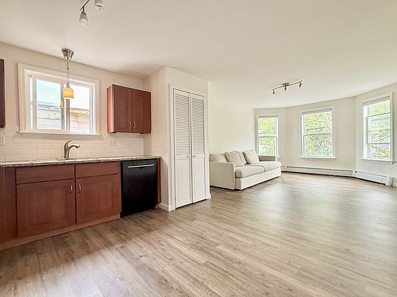Open, eat-in kitchen and living room